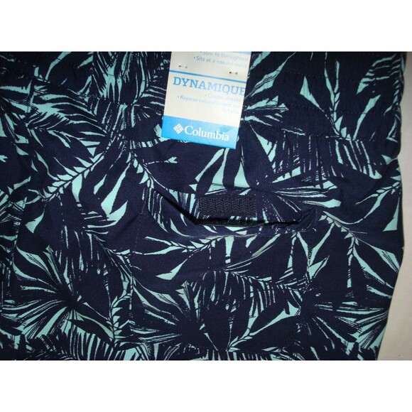 Womens New NWT Columbia M PFG Shorts Light Dark Blue Nice Casual Zip UPF Palm - Picture 4 of 6